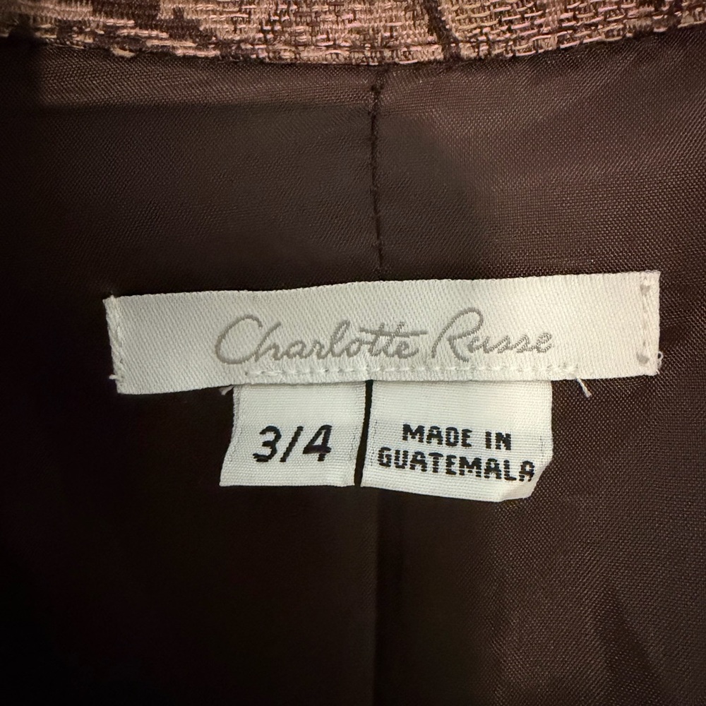 Charlotte Russe Paisley Blazer Coat - Brown and Pink - Picture 2 of 4